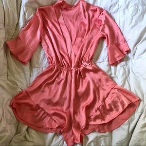 Vintage Gorgeous Coral Pink Satin Lingerie Romper